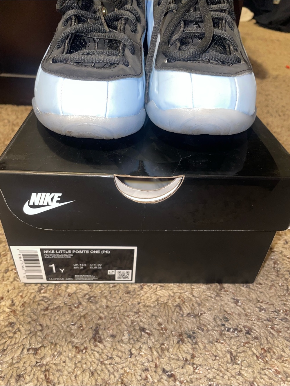 Nike Kids Foamposite Little Posite One in Light Blue and Black